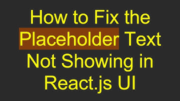 How to Fix the Placeholder Text Not Showing in React.js UI