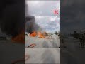 POV Shows Firefighters Cutting Roof During Santa Ana Blaze