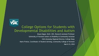 College Options for Students with Developmental Disabilities and Autism