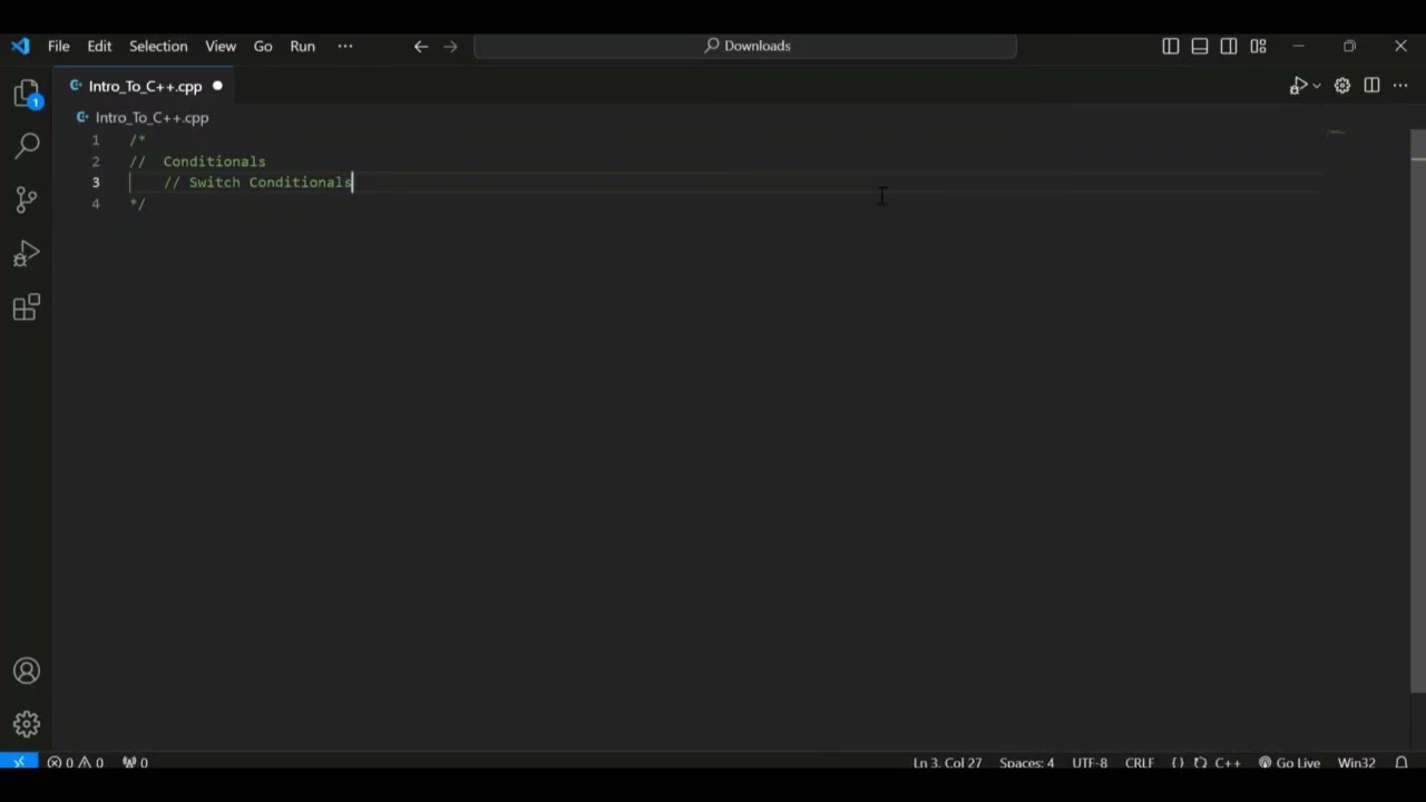 Intro to C++ [Part 3] || Conditionals | If Else | Switch || Loops | While | For |