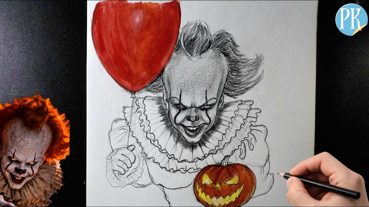 How To Draw PENNYWISE || Scary Halloween Drawing Tutorial - YouTube