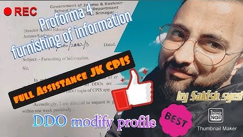 Modify DDO profile | Proforma 4 | jk CPIS