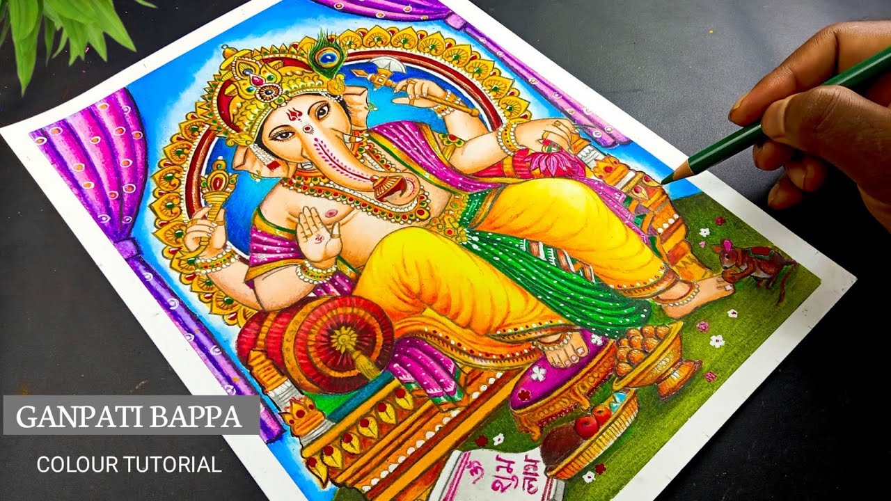 Discover 137+ ganesha drawing in colour latest