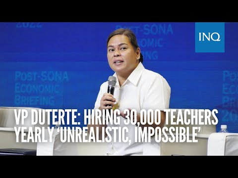 VP Duterte: Hiring 30,000 teachers yearly ‘unrealistic, impossible’ | #INQToday