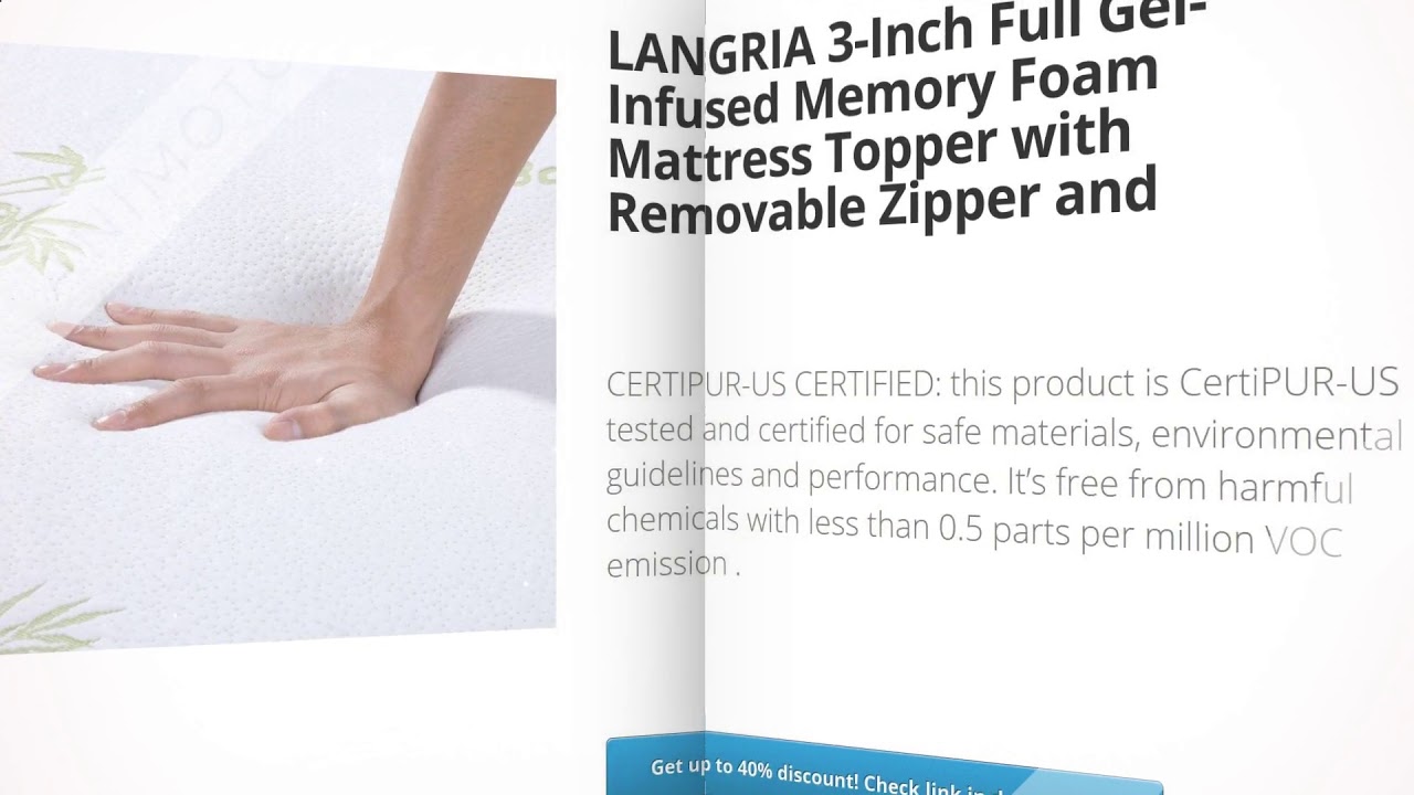 langria 3 inch memory foam mattress topper