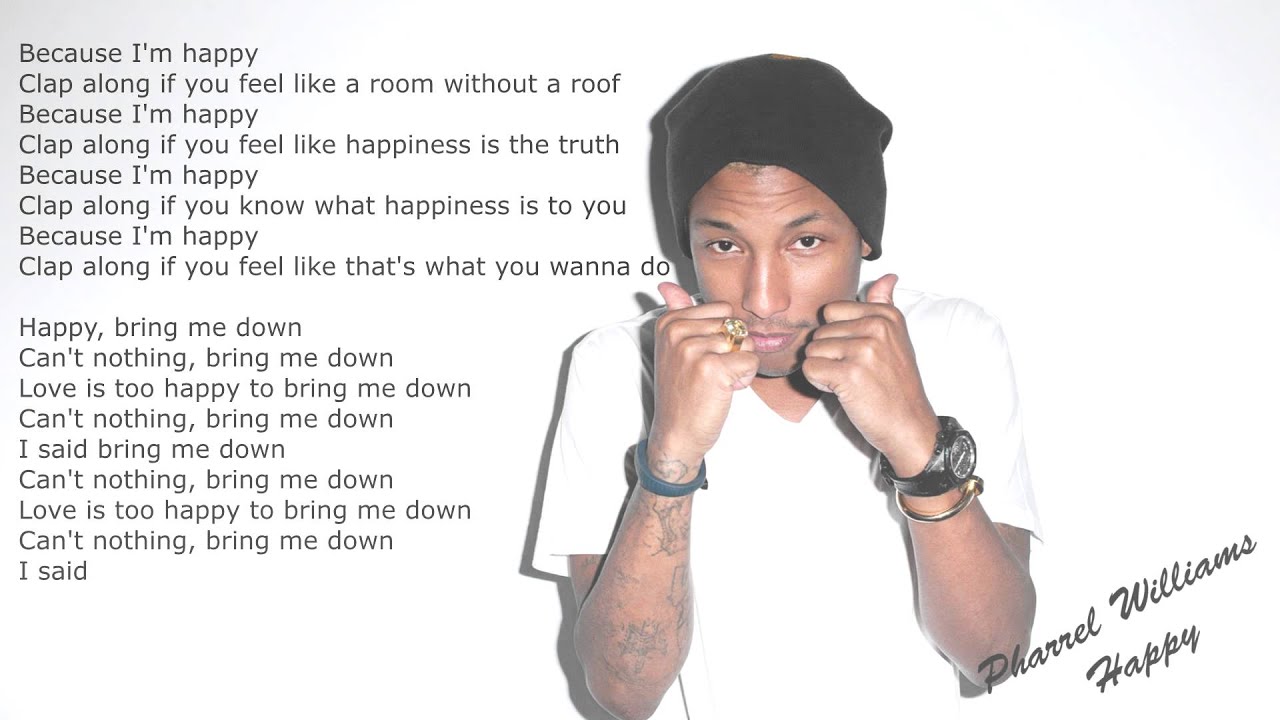 Happy williams текст. Pharrell Williams Happy Lyrics. Happy Фаррелл Уильямс. Happy Фаррелл Уильямс текст. Happy Clap along.