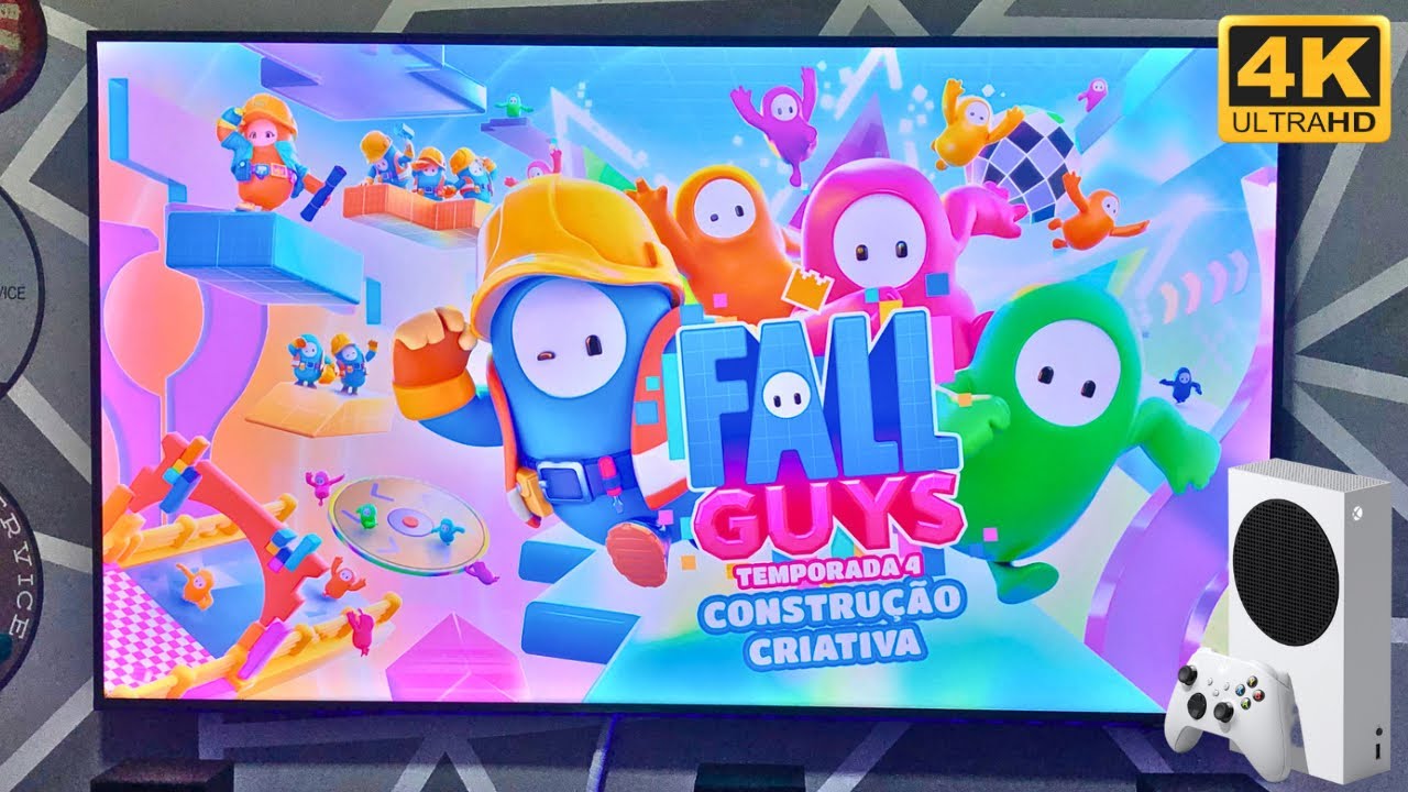 TESTE DE IMAGEM DO XBOX SÉRIES S NA TV 4K! Jogando Fall Guys.