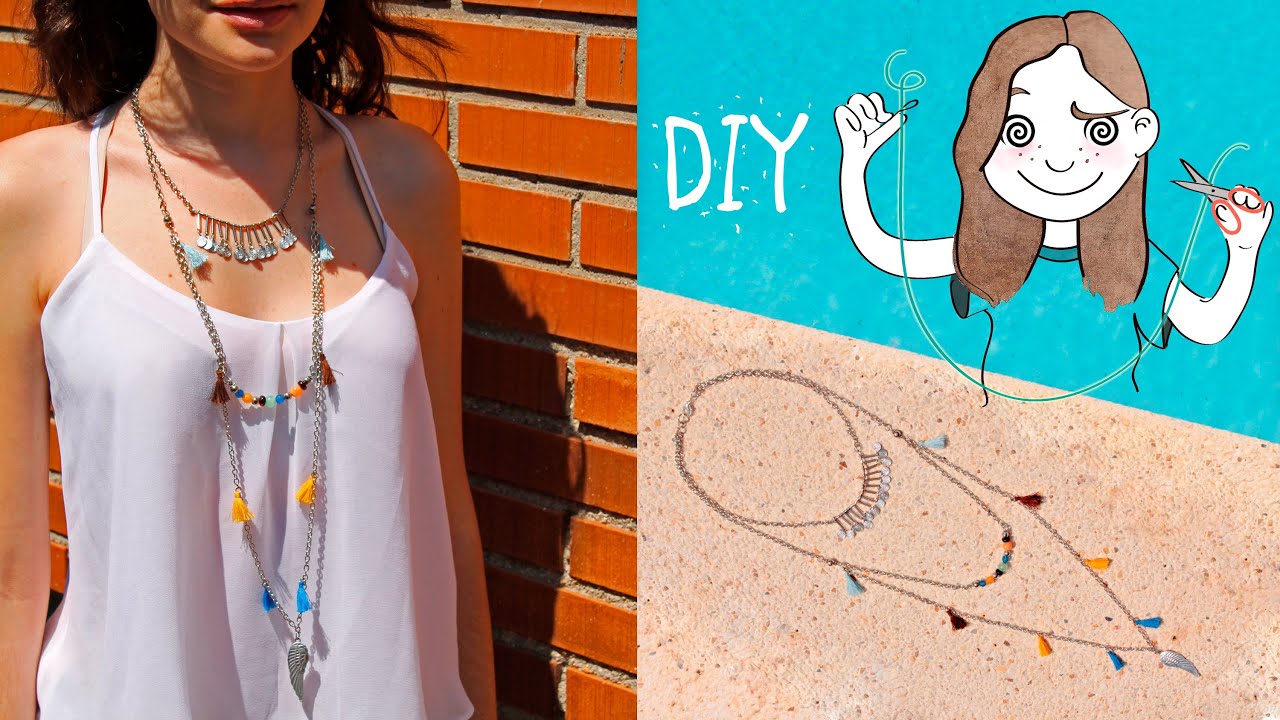 DIY Collar largo Boho chic style I Diypnotizada YouTube