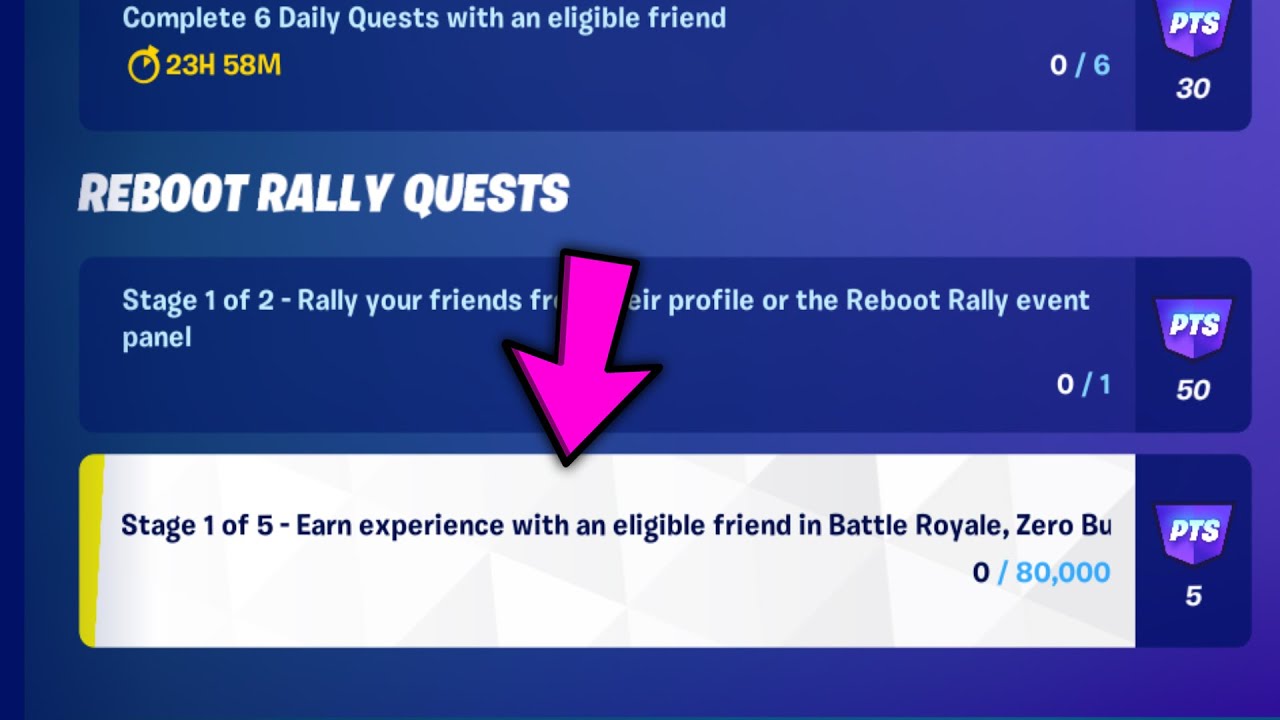 Earn experience with an eligible friend in Battle Royale, Zero Build