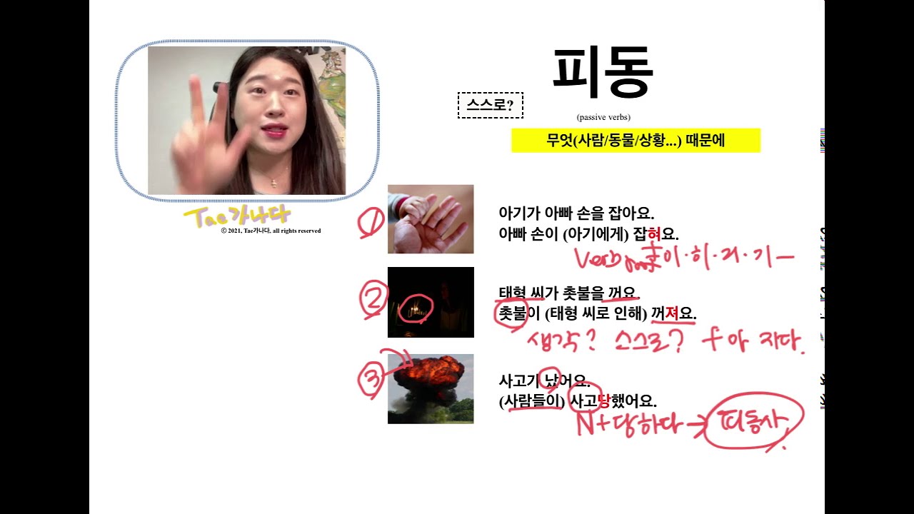 한국어 피동문(passive sentences in Korean) 1. -이/히/리/기- - YouTube