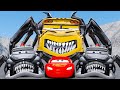 Compilation: Escape From The PIXAR MONSTERS BUS & POLICE EATER VS McQueen Beamng Drive #26