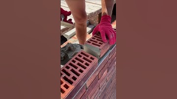 Installing red bricks is easy, fast and the results are very neat #contruction #popular #bricks
