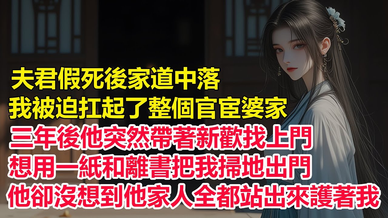 夫君假死後家道中落，我被迫扛起了整個官宦婆家，三年後他突然帶著新歡找上門，想用一紙和離書把我掃地出門，他卻沒想到他家人全都站出來護著我。