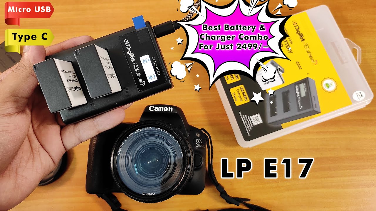 Digitek Dual Battery + Charger LP E17 with Type C 😍👌For Canon 200D YouTube