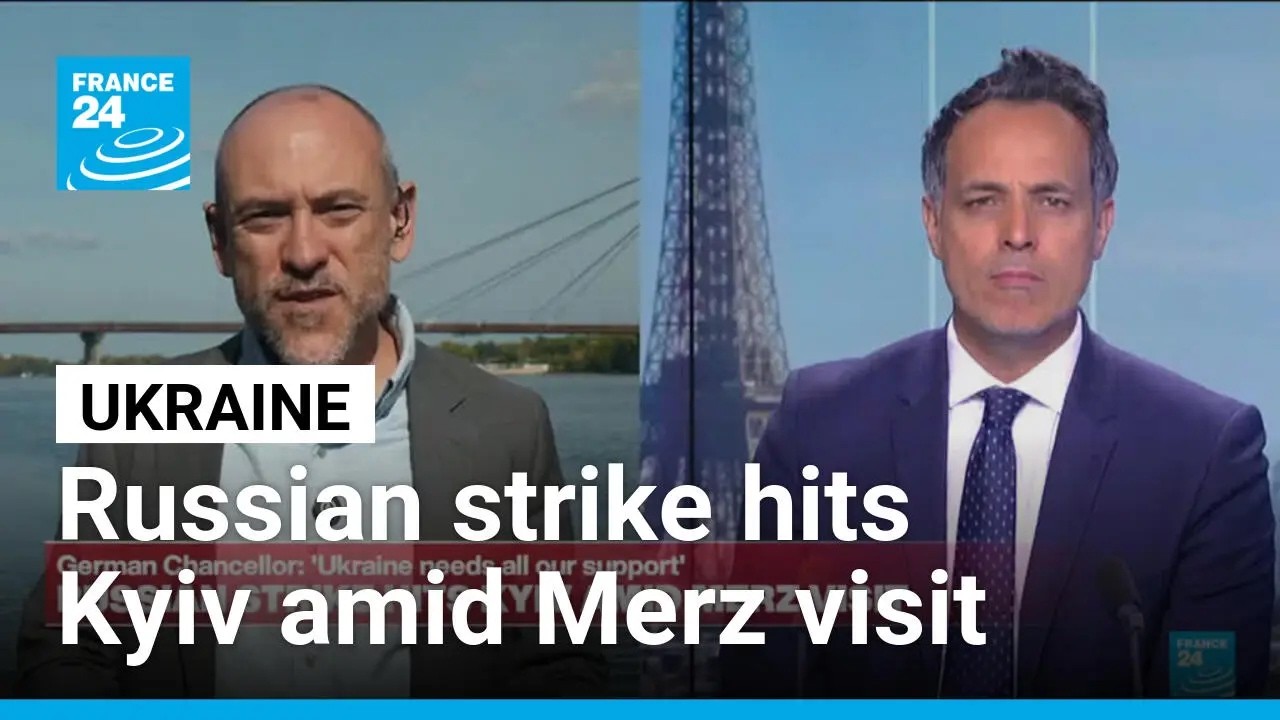 Russian strike hits Kyiv amid Chancellor Merz visit • FRANCE 24 English