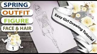 Sketching Fashion: Easy Drawing, Figure. Pencil Tutorial, Draw Figure Part learn dm cutedrawing