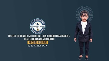 FASTEST TO IDENTIFY 50 COUNTRY FLAGS THROUGH FLASHCARDS & RECITE THEIR NAMES (TODDLER)