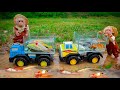 Baby monkey driving to catch koi fish, goldfish, baby turtle, carp, baby shark, cute angelfish