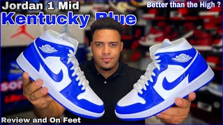 Jordan 1 Mid Kentucky Blue Review and on Feet 👣 Mid vs High