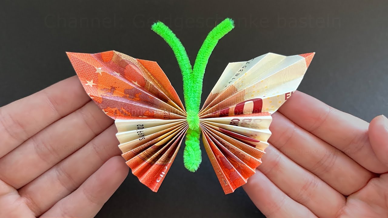 Faltanleitung Geld Falten Schmetterling Anleitung Einfach Geldscheine falten Schmetterling - Einfacher Schmetterling aus Geld