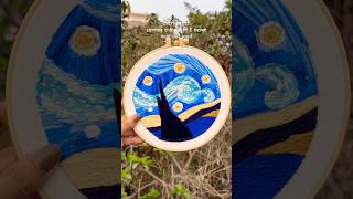 Turning thread into art inspired by Van Gogh 🌙#theroshni #diy #ytshorts #art #craft #embroidery