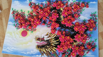 Tranh đá quý đào giáng long @tranhdaquy-91