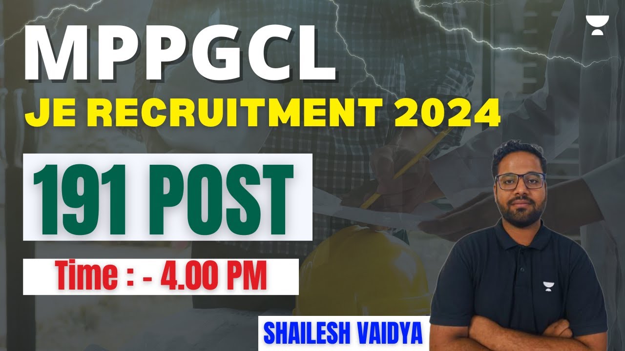 MPPGCL JE Recruitment 2024 191 Posts Shailesh Vaidya YouTube