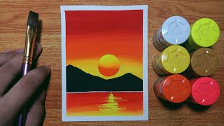 easy poster painting step beginners sunset tutorial