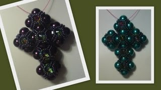 'Faith' Cross Pendant (Big) Beading Tutorial by HoneyBeads1 (Photo tutorial)