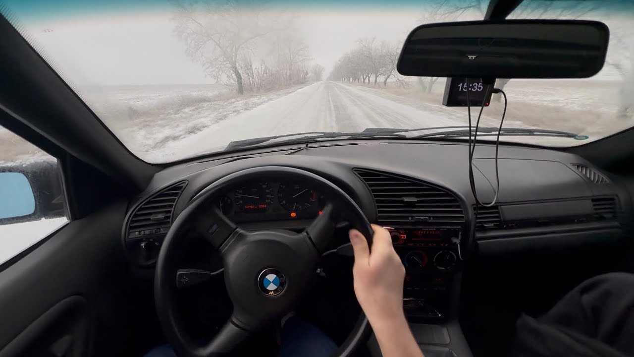 BMW E36 2.8L Hits Some Snow Roads | POV Snow Drive