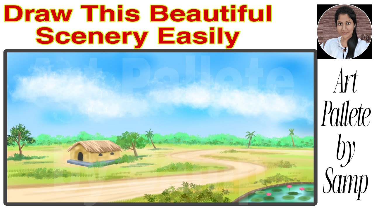 Step by Step Village Drawing in ibispaintX/ Draw This Beautiful Scenery Easily/ Animation Background