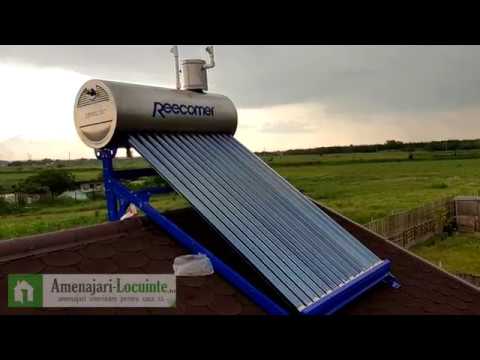 Montaj panou solar nepresurizat pentru apa calda menajera Reecomer - YouTube