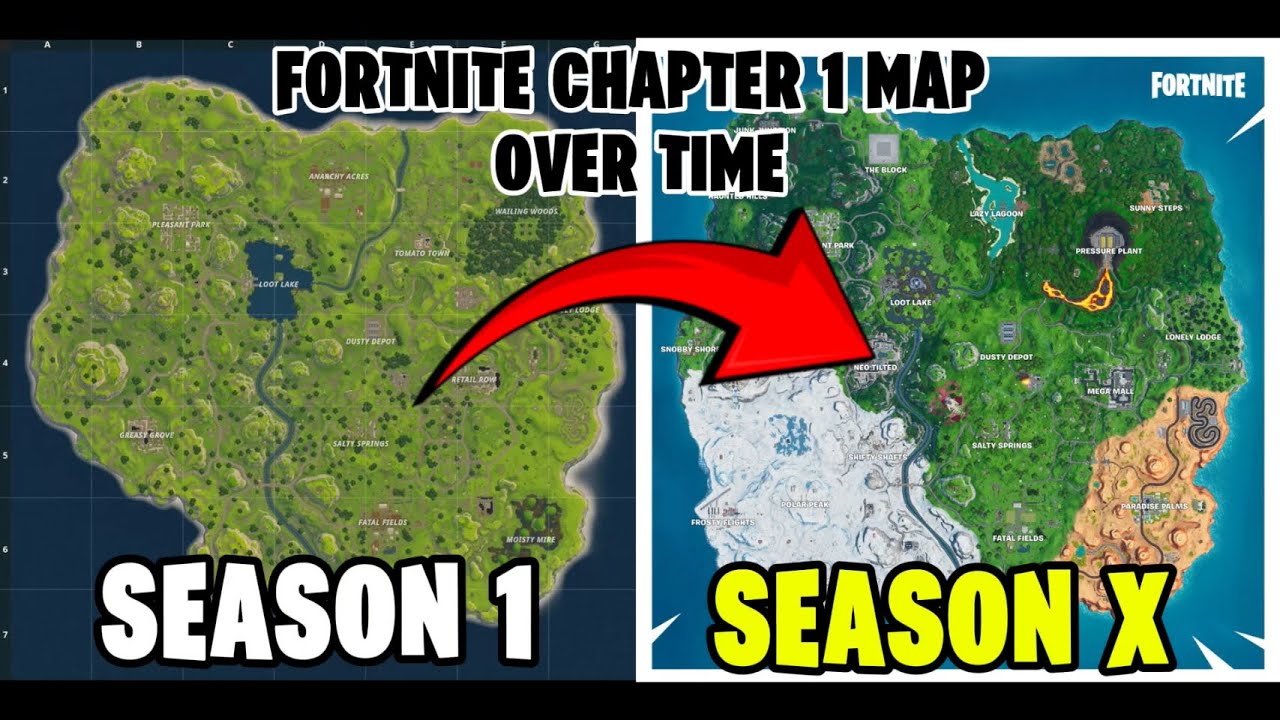 The Fortnite Chapter 1 Map over time - YouTube