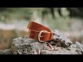 Handmade leather belt with durable buckle. Hidemont cottagecore personalized collection for men.