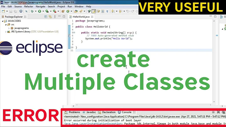 Error occurred during initialization of boot layer eclipse | How to create multiple classes in java