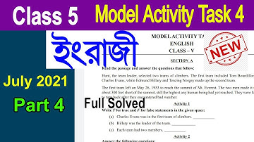 Class 5 English Model Activity Task part 4 Full Solved | WBBSE 2021 July | Class 5 ইংরাজী part 4