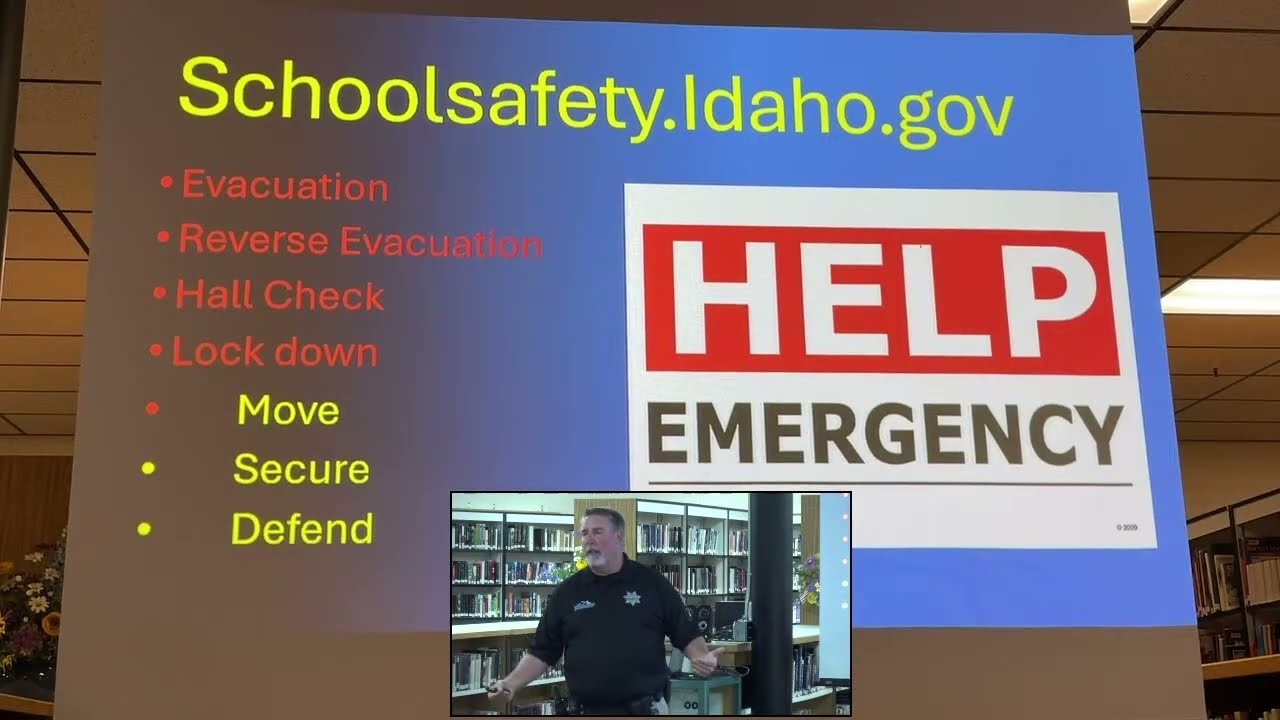 Video preview image of YouTube thumbnail from a school safety meeting at Bonneville High School; click to visit the ParentSquare post with the video