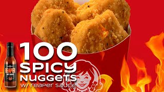 100 WENDY'S SPICY NUGGETS w/ Savage Jerky Co. Reaper Hot Sauce