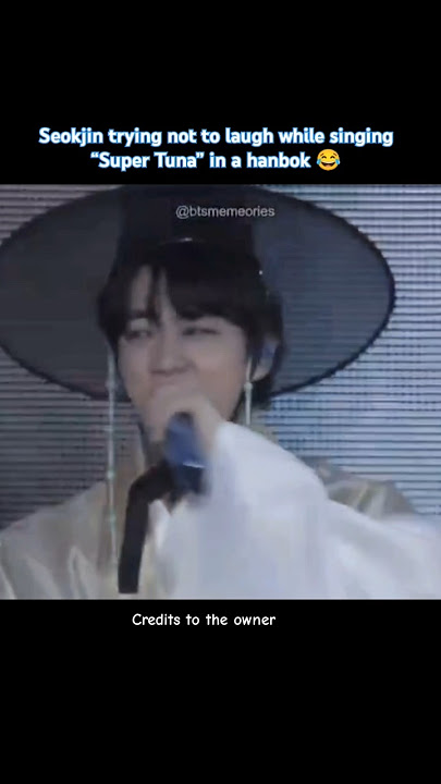 Jin trying not to laugh🤭 during 'Super Tuna' performance😄 #jin #bts #trending #shorts