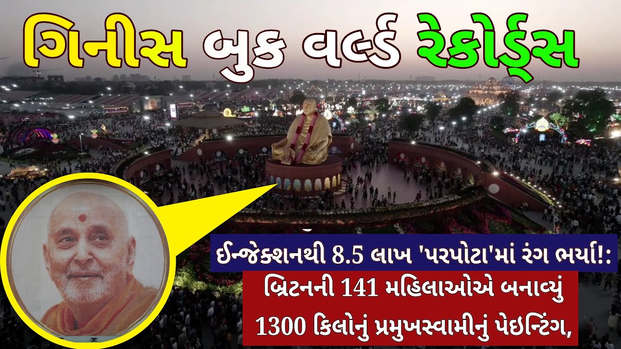 World Largest Pramukh Swami Maharaj Bubble Wrap Painting Guinness Book