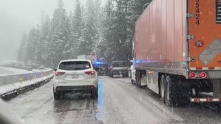 Storm snarls Sierra travel as families head up for the final weekend of winter break
