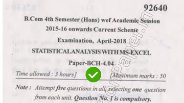 2018 Mdu BCom Hons 4th Sem Statistical Analysis Question Paper