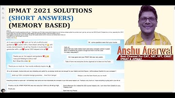IPMAT Indore 2021 Solutions Short Answers | IPMAT 2022 Preparation | IPMAT 2023 Preparation | JIPMAT