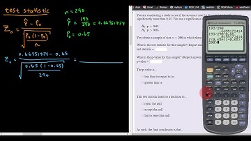 HW Example:  Test statistic & p-value.  Right-tailed Proportion Test.  (Part 2)