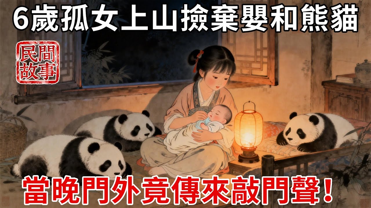 6歲孤女上山撿竹筍，竟在竹林看到小熊貓圍著一個棄嬰，把嬰兒和小熊貓帶回家後，當晚門外竟傳來敲門聲！#民間故事 #傳統文化 #原創虛構 #華語有聲書 #槐樹下聽書