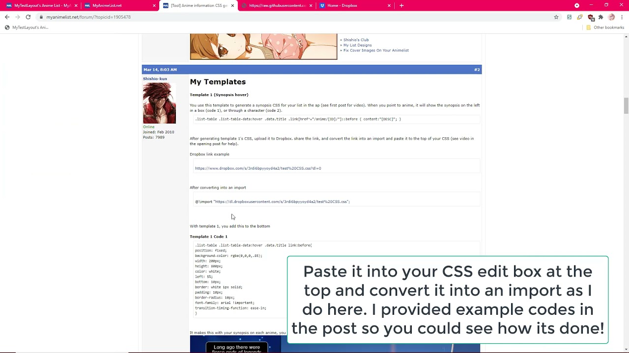 List Tool] ⭐️ Anime information CSS generator/tag updater — Javascript  Bookmarklet - Forums - MyAnimeList.net