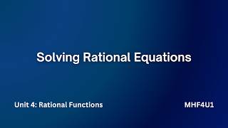 4.6 Solving Rational Equations