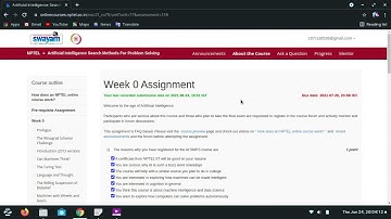 Artificial Intelligence Search Methods For Problem Solving NPTEL Course Week 0 Assignment Answers