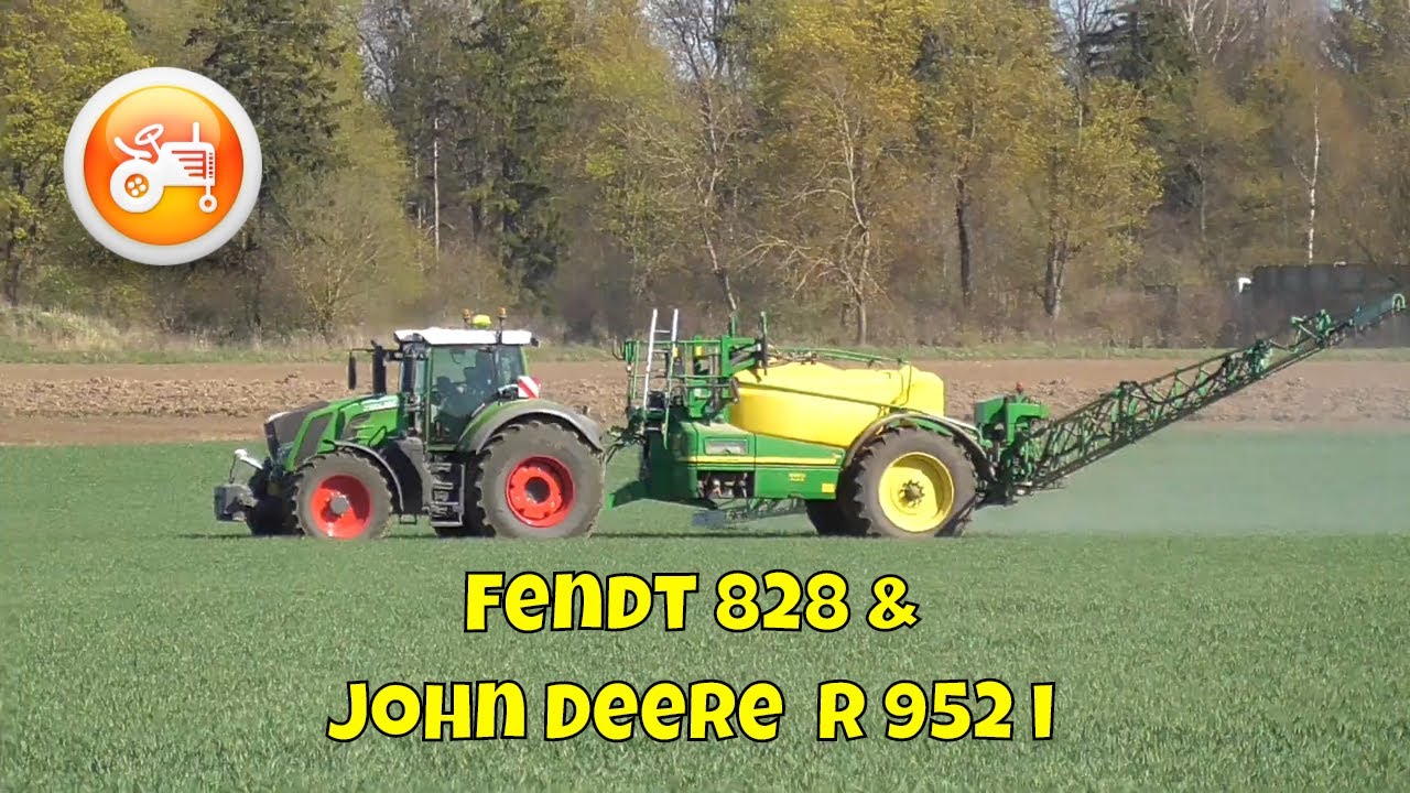 Spraying 2020 Fendt 828 Vario & John Deere R962i trailed sprayer