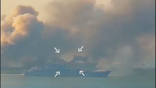 Боевой десантний корабель РФ Орск ушёл на дно с орками. Бердянск. Украина